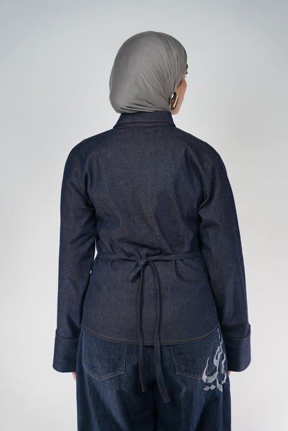 Asemetrical denim  top