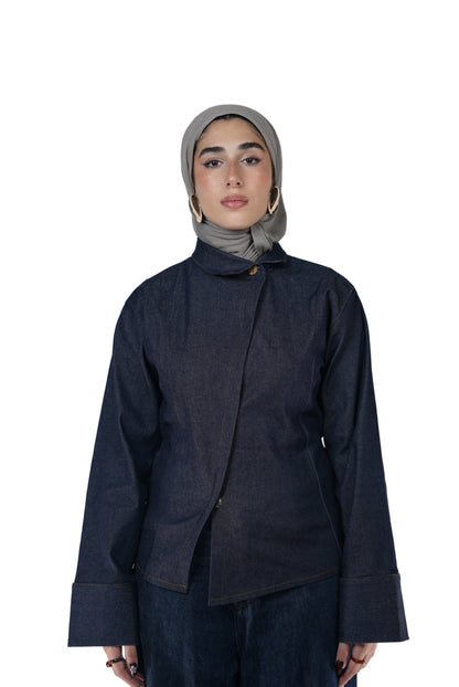 Asemetrical denim  top