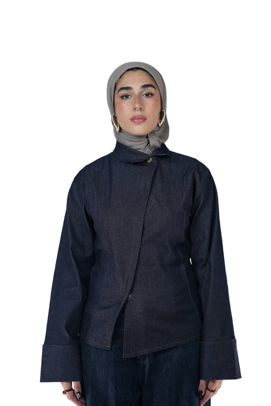 Asemetrical denim  top