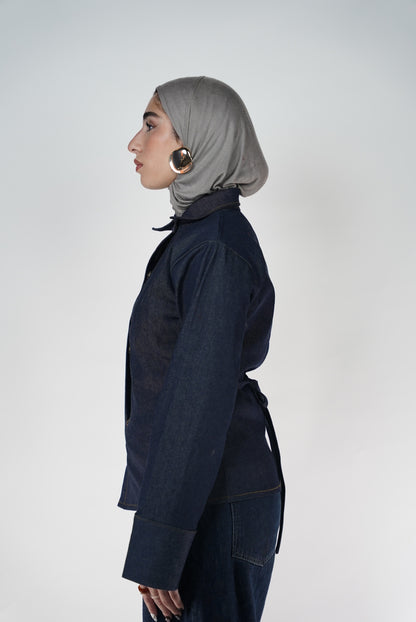 Asemetrical denim  top