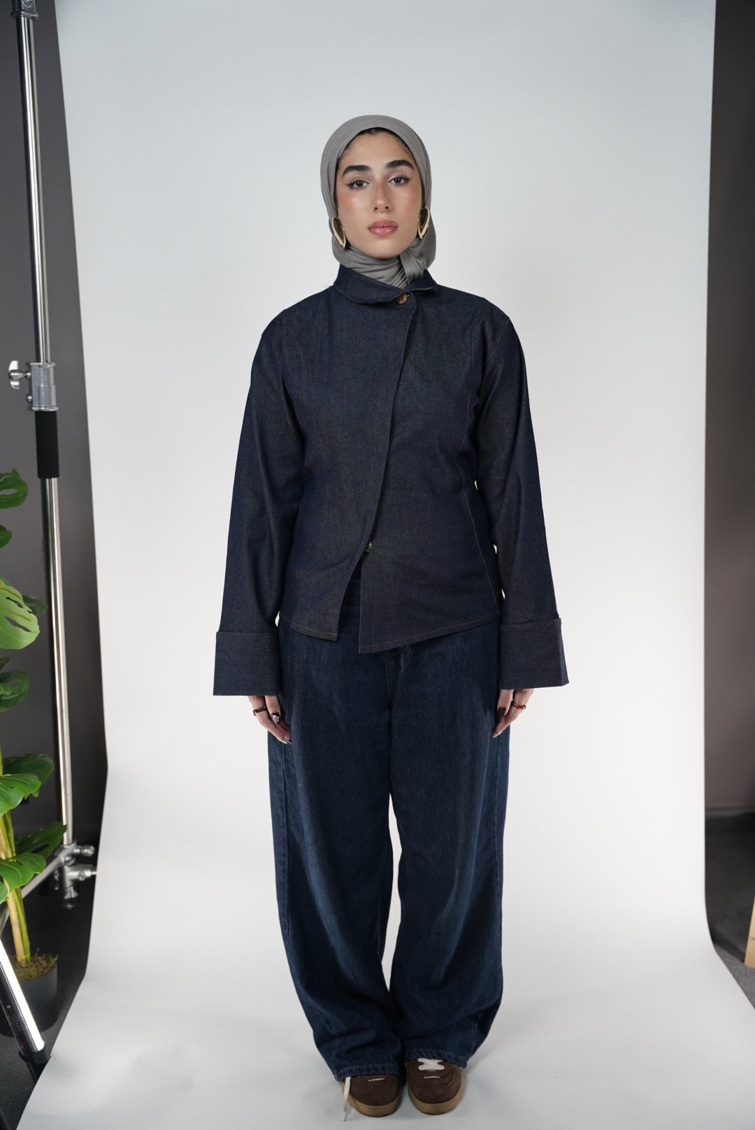 Asemetrical denim  top